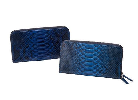 藍染パイソン「PYTHON BLUE」ロングウォレット バックカット