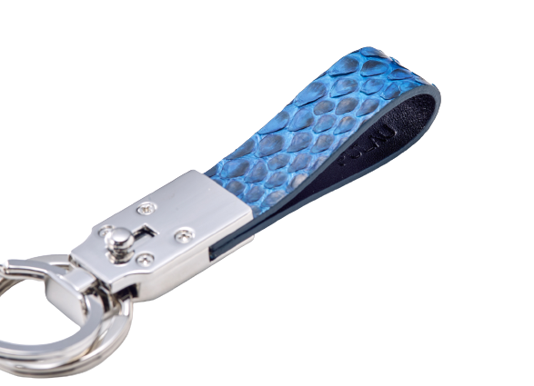 藍染パイソン「PYTHON BLUE」ダブルキーホルダー バックカット