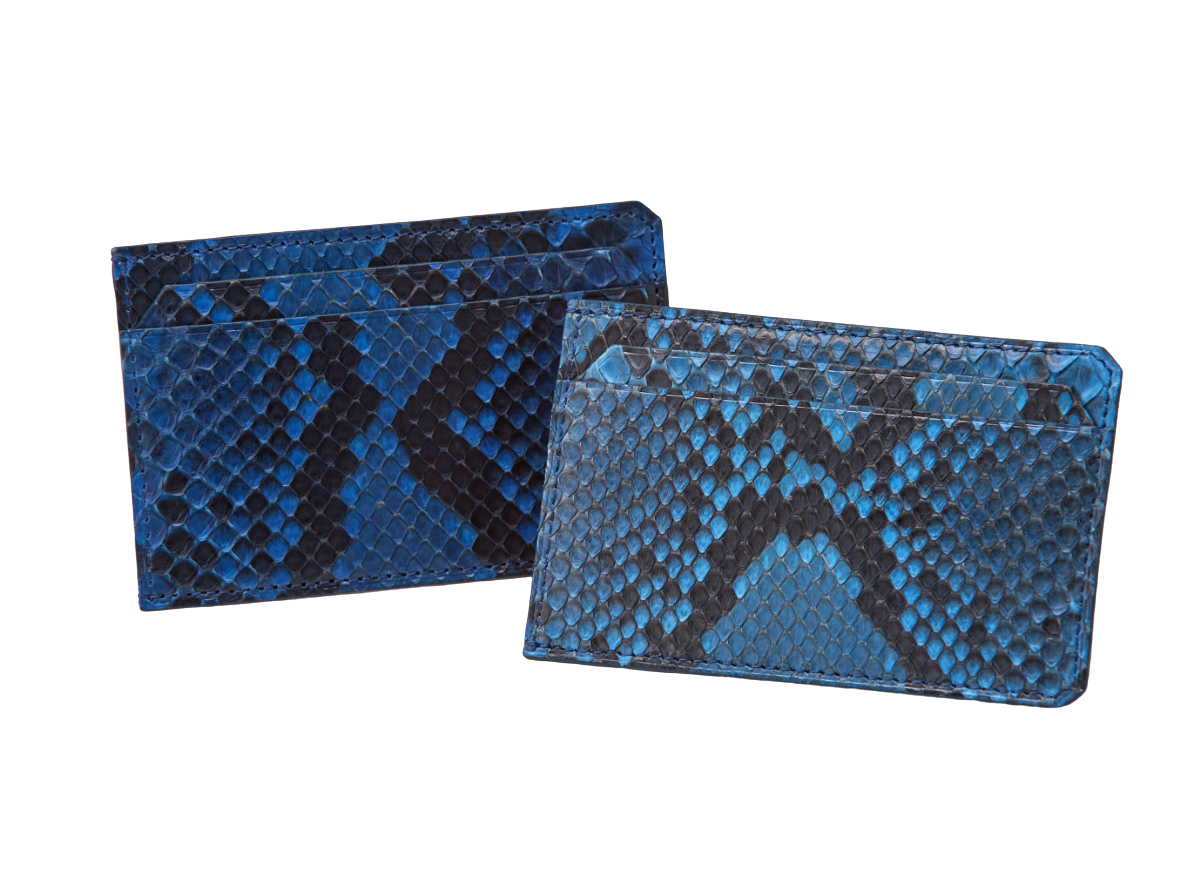 藍染パイソン「PYTHON BLUE」カードケース フロントカット