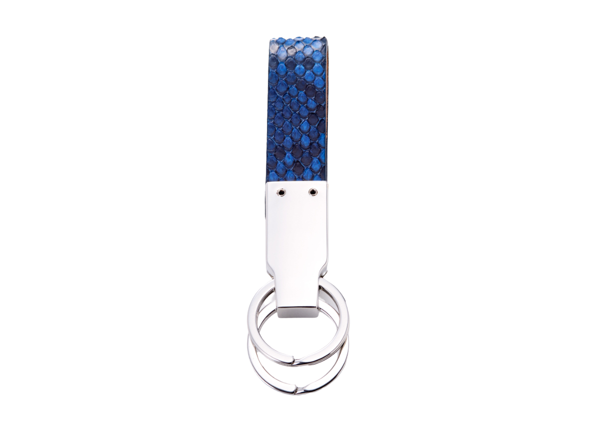 藍染パイソン「PYTHON BLUE」ダブルキーホルダー バックカット