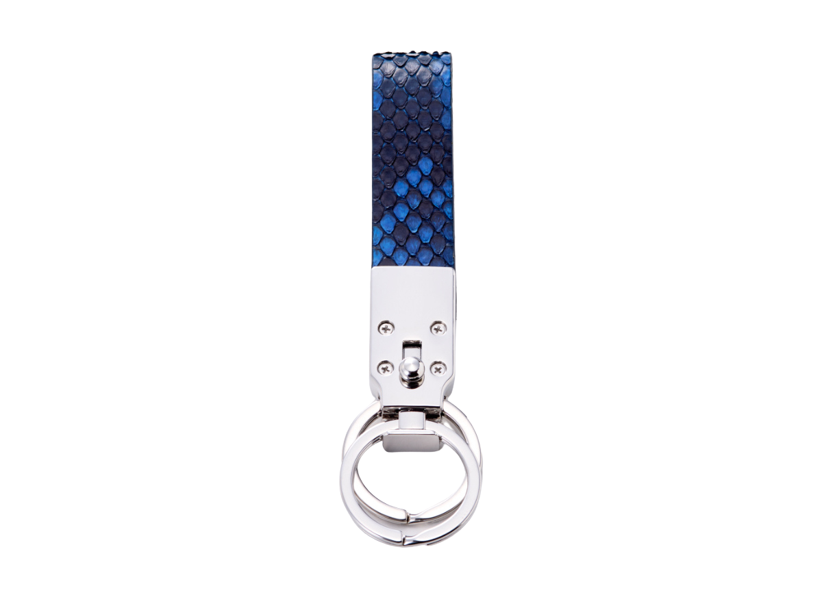 藍染パイソン「PYTHON BLUE」ダブルキーホルダー バックカット