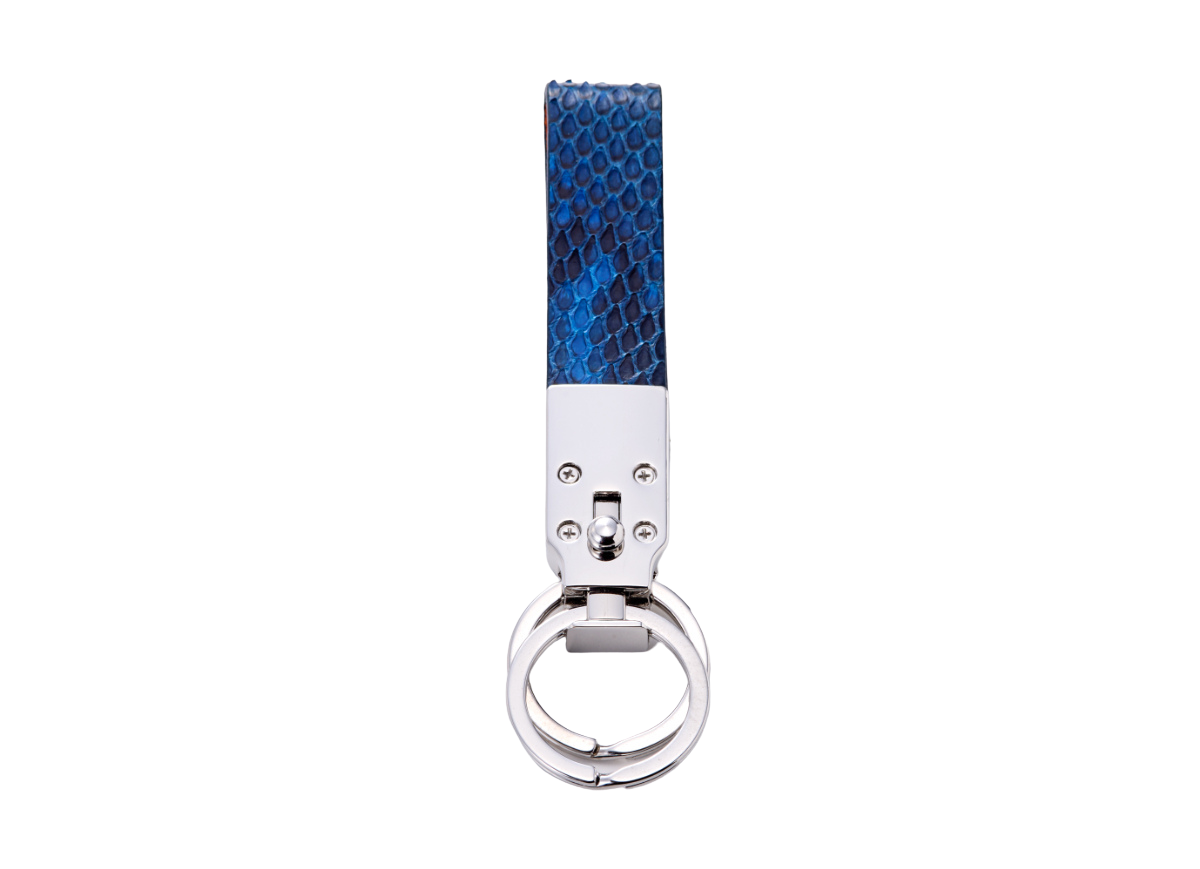 藍染パイソン「PYTHON BLUE」ダブルキーホルダー フロントカット