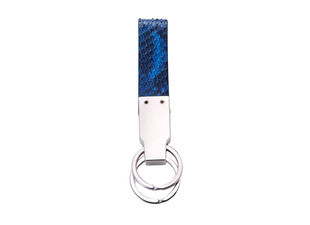 藍染パイソン「PYTHON BLUE」ダブルキーホルダー フロントカット