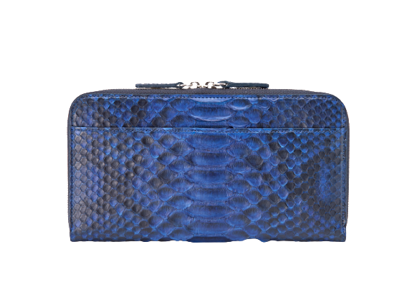 藍染パイソン「PYTHON BLUE」ロングウォレット　バックカット