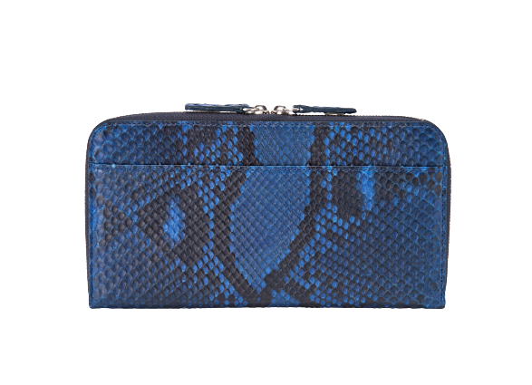 藍染パイソン「PYTHON BLUE」ロングウォレット　フロントカット