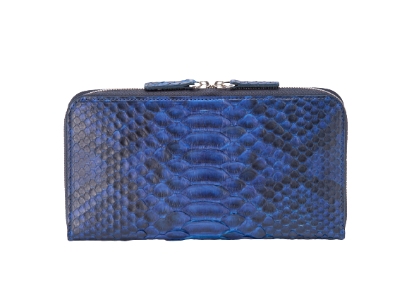 藍染パイソン「PYTHON BLUE」ロングウォレット　バックカット