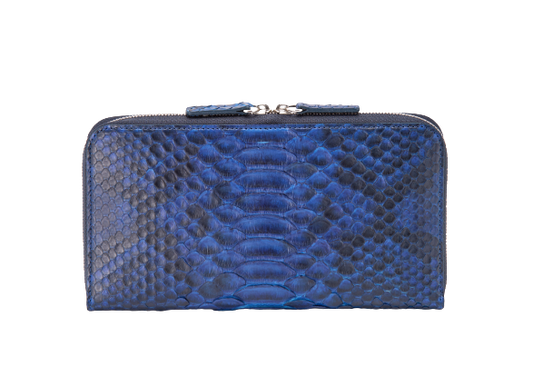 藍染パイソン「PYTHON BLUE」ロングウォレット　バックカット