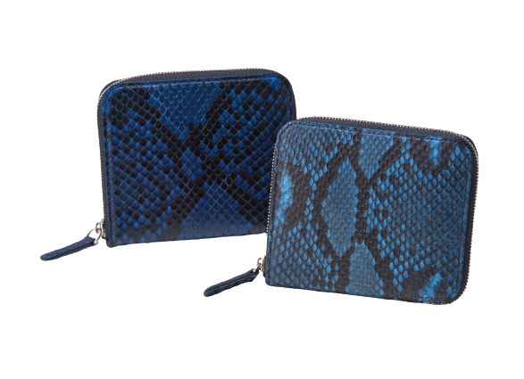 藍染パイソン「PYTHON BLUE」マルチウォレット　フロントカット